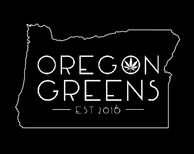 White Oregon Greens logo outlined in the shape of Oregon on a black background